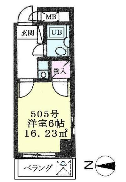 ティーアイエスマンション堀之内(1K/5階)の間取り写真