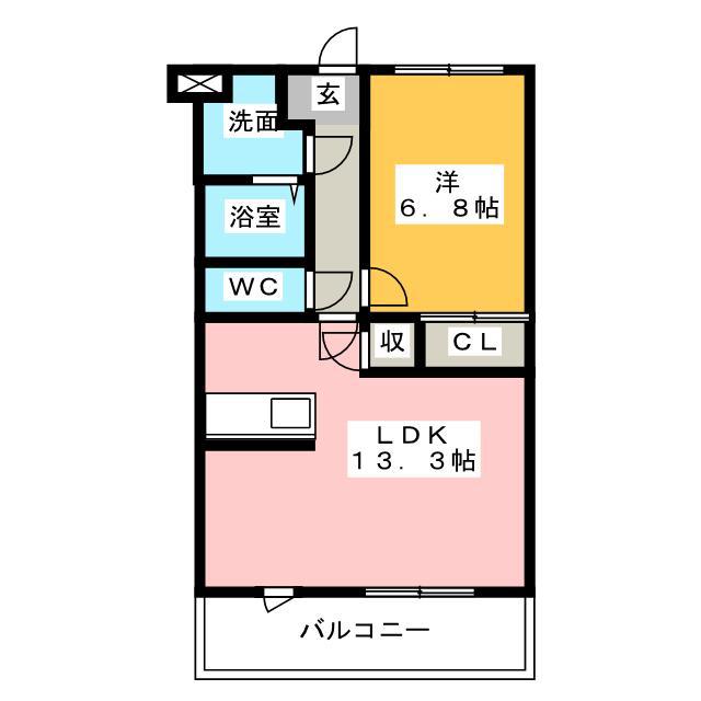 ブエナビスタ(1LDK/1階)の間取り写真