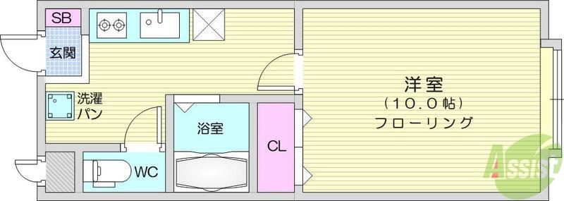 カルム参番館(1K/1階)の間取り写真