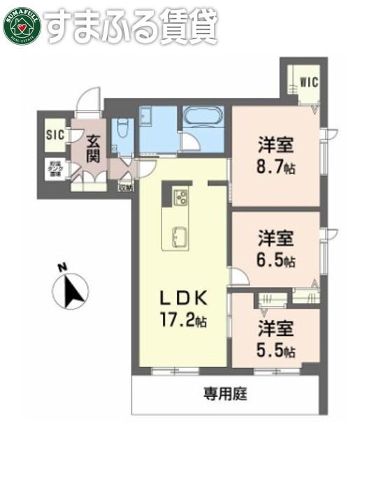 カーサ・レジデンス(3LDK/1階)の間取り写真