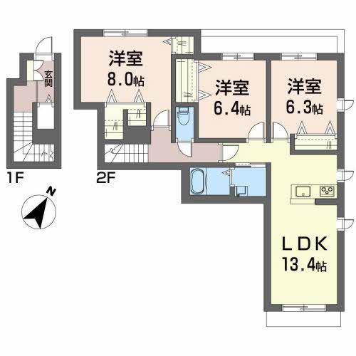 シャーメゾン ブリーズ(3LDK/2階)の間取り写真