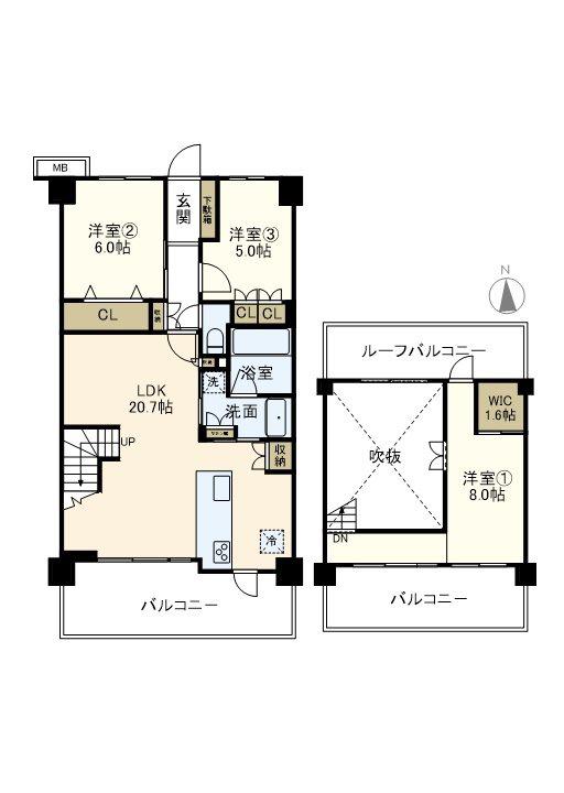 ヴェレーナ横浜戸塚グランラルジュ(3LDK/6階)の間取り写真