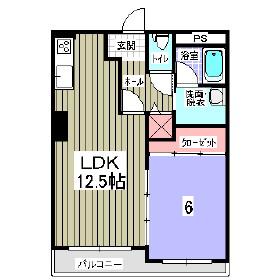 ベルシー室蘭(1LDK/3階)の間取り写真