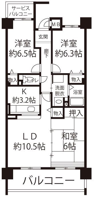 コレンテ(3LDK/2階)の間取り写真