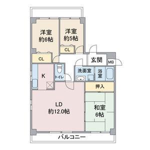 サンカーフII(3LDK/1階)の間取り写真