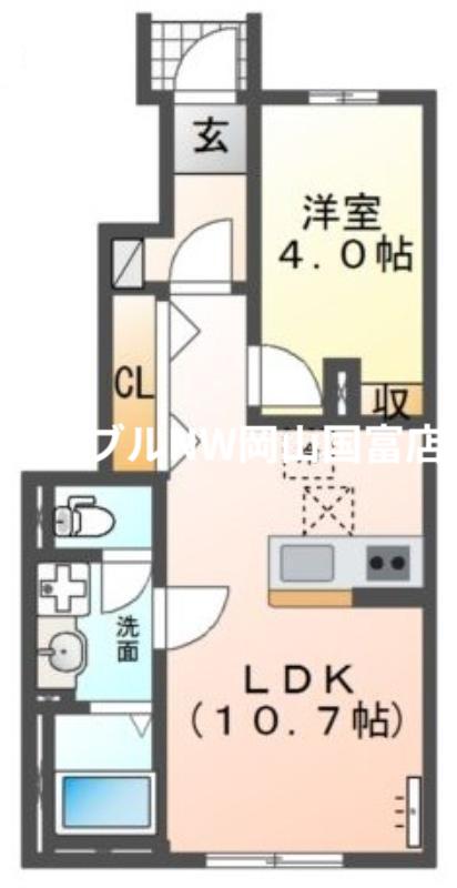 シャフル(1LDK/1階)の間取り写真
