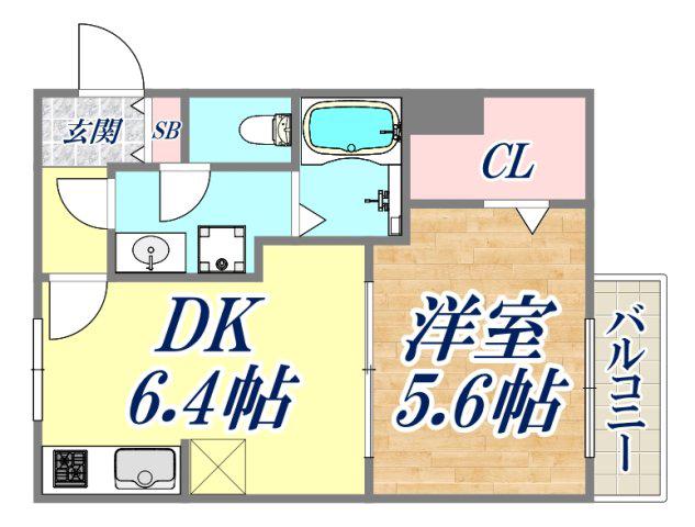 フォーチュンパークⅢ(1DK/1階)の間取り写真