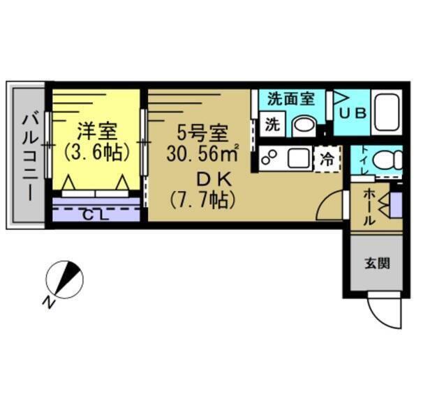 ALTO松戸(1DK/2階)の間取り写真