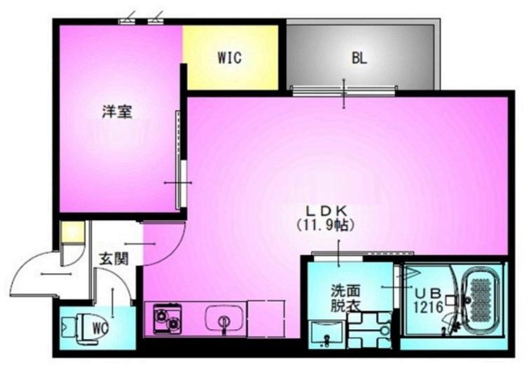 REGALEST響(1LDK/1階)の間取り写真