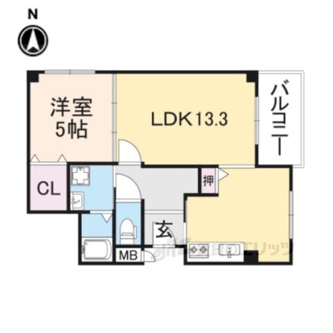 アーカンシェル東寝屋川(1LDK/6階)の間取り写真