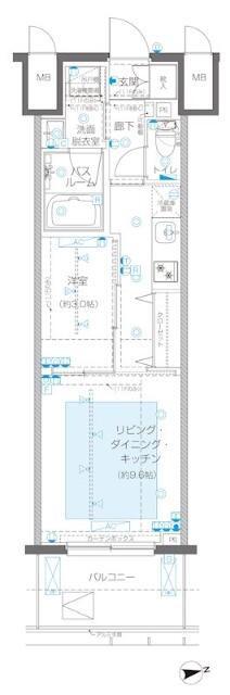 ZOOM新宿御苑前(1LDK/7階)の間取り写真