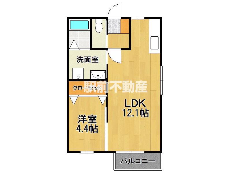 パインハイツV(1LDK/1階)の間取り写真