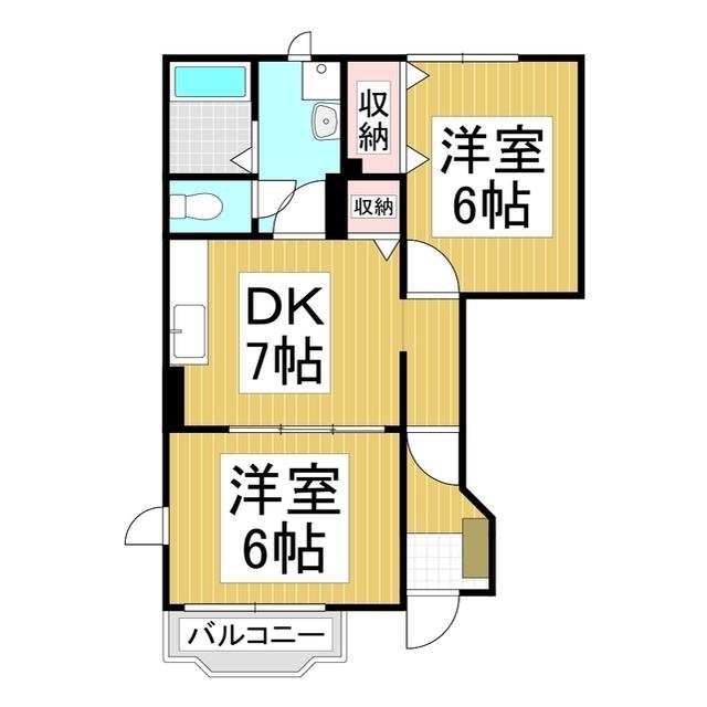 カーサ・みすずA(2DK/1階)の間取り写真