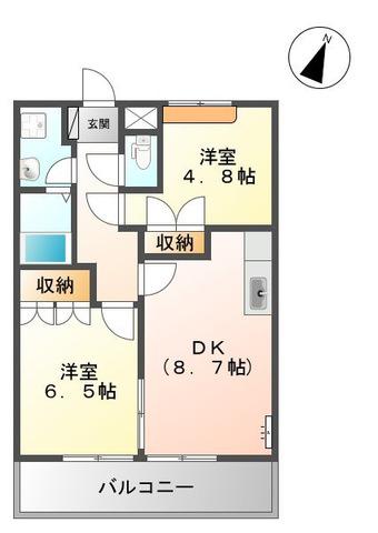 サンフラワー(2DK/2階)の間取り写真