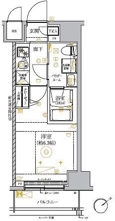 リルシアグランデ横濱吉野町(1K/4階)の間取り写真