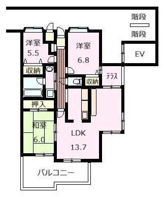 セレスト御門(3LDK/7階)の間取り写真