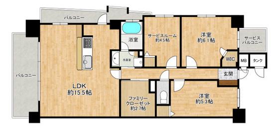 フローレンス横川駅前プレミアムステージ(3LDK/13階)の間取り写真
