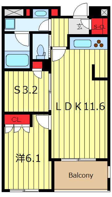 フレンシア田端南(1SLDK/4階)の間取り写真