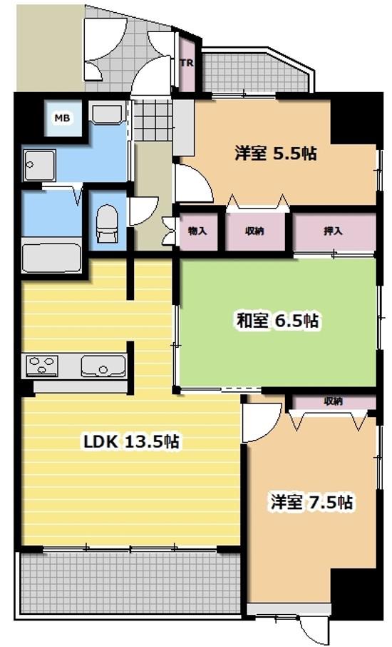メロディーハイム新梅田(3LDK/2階)の間取り写真