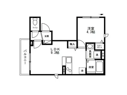 WHITE BASE 駒場(1LDK/3階)の間取り写真