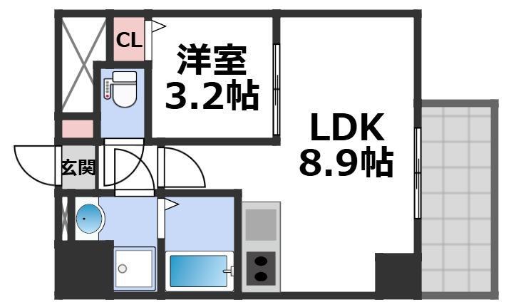 ジーグランデ九条(1LDK/8階)の間取り写真