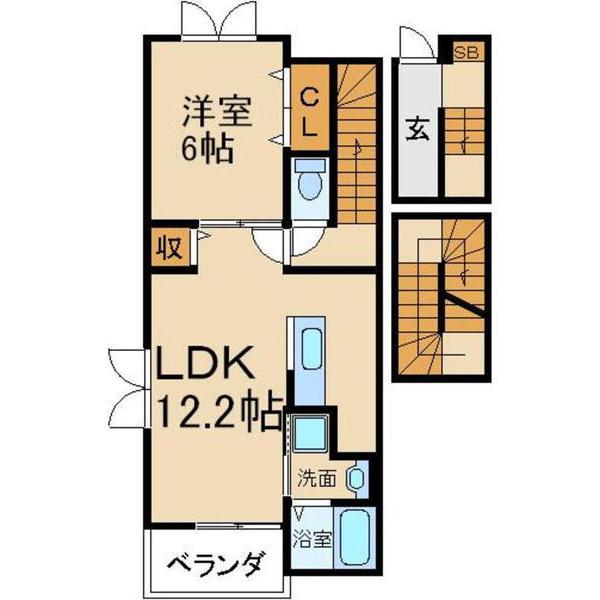 ジェルメ・メゾン(1LDK/3階)の間取り写真