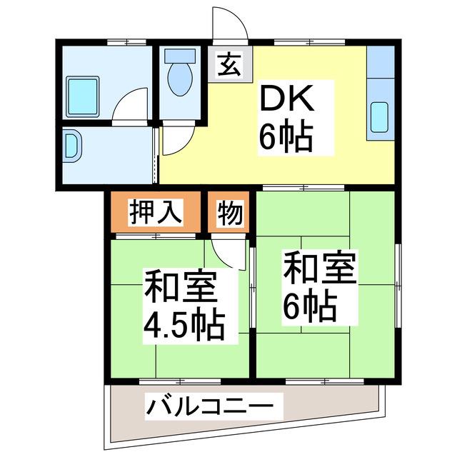 植柳アパート(2DK/2階)の間取り写真