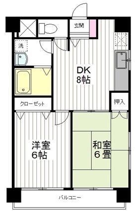 グランドール仙台(2DK/1階)の間取り写真