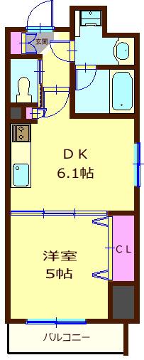 ZOOM西五反田(1DK/11階)の間取り写真
