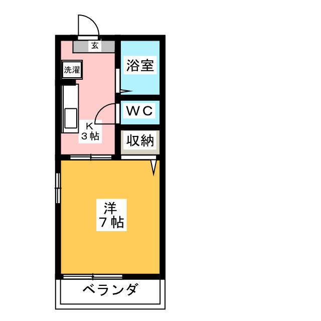 ウエスタンヴィラ(1K/1階)の間取り写真