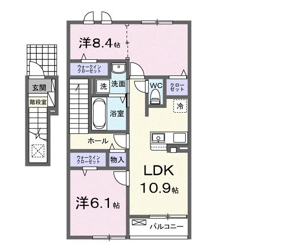 ハイツ大和(2LDK/2階)の間取り写真