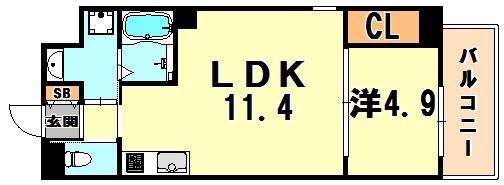 アルカディア(1LDK/3階)の間取り写真