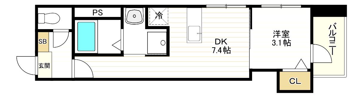 ハーモニーテラス鷹合(1DK/2階)の間取り写真