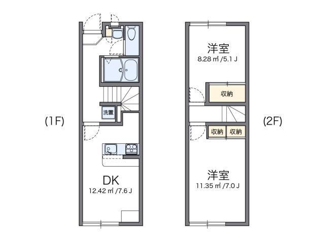 レオパレスアソシエ(2DK/1階)の間取り写真