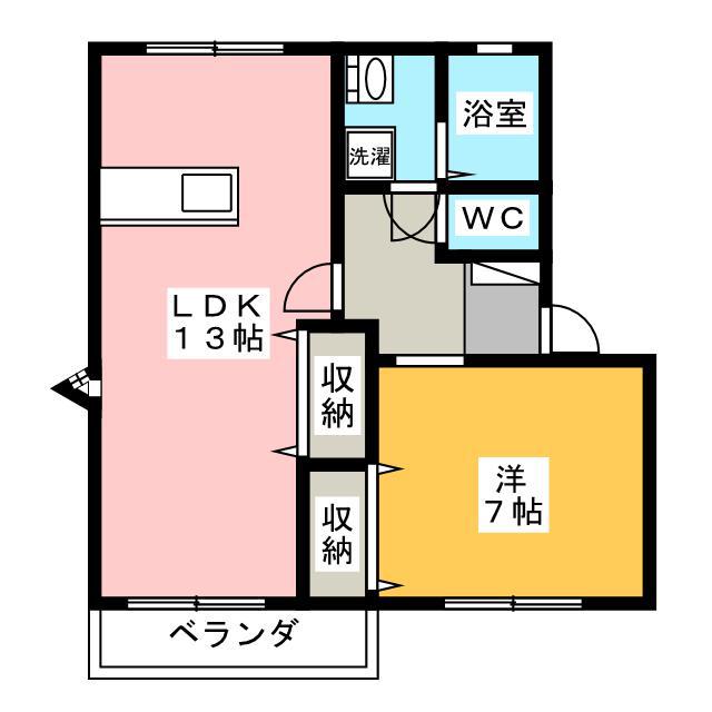 建穂小畑ハイツ B棟(1LDK/2階)の間取り写真