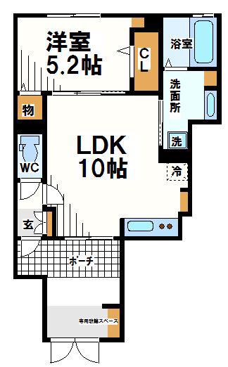 ヴィラコルティーレ(1LDK/1階)の間取り写真