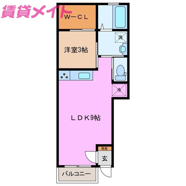 ラトゥール川越(1LDK/1階)の間取り写真