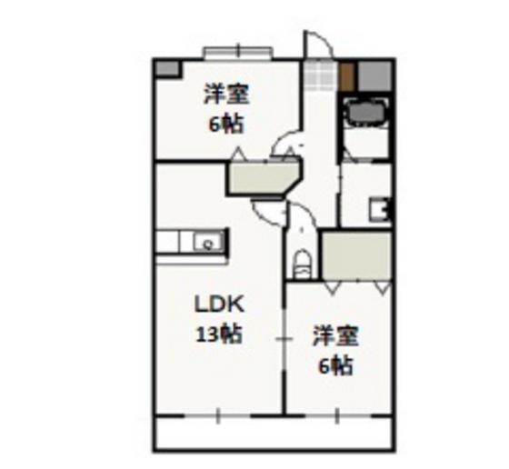 プレジール奥田(2LDK/4階)の間取り写真