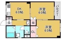 内田ビル(2DK/2階)の間取り写真