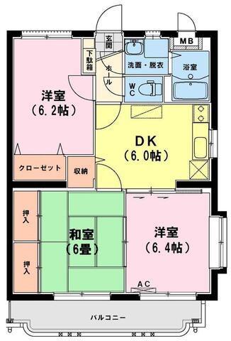 ユーミーいちまるI(3DK/1階)の間取り写真