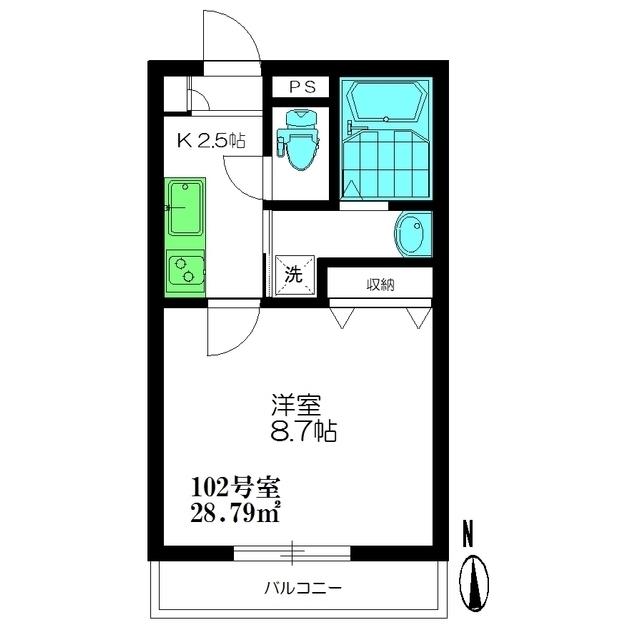 東急池上線 千鳥町駅 徒歩2分 2階建 築15年(1K/1階)の間取り写真