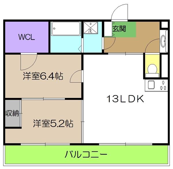 ALCOー2(2LDK/3階)の間取り写真