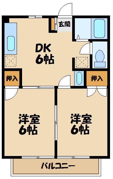 ファーストハウス(2DK/1階)の間取り写真