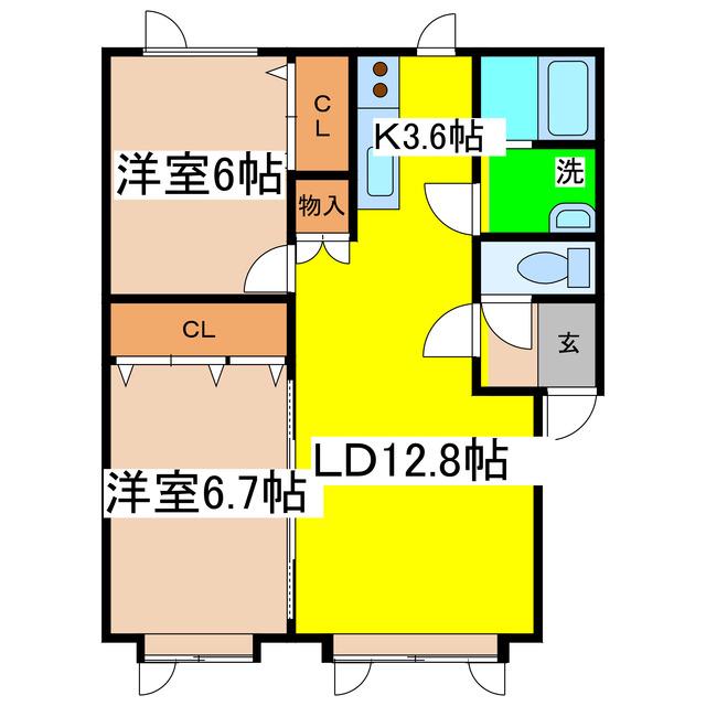ハイツポプルス(2LDK/2階)の間取り写真
