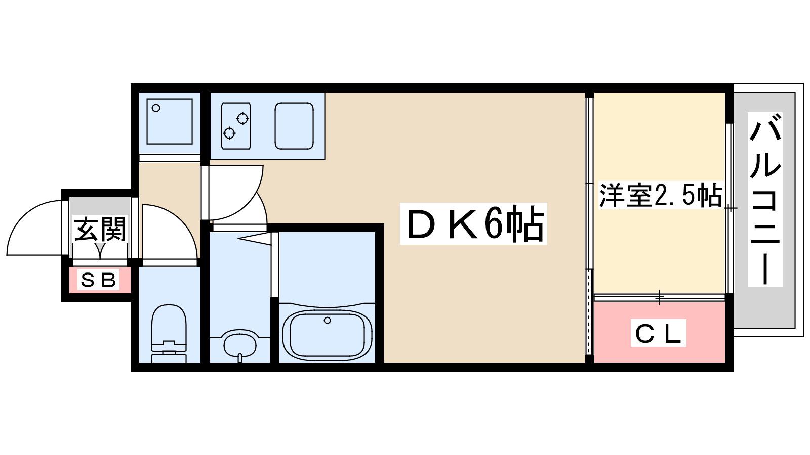 プレリスNEO大阪十三エルヴィオン(1DK/9階)の間取り写真