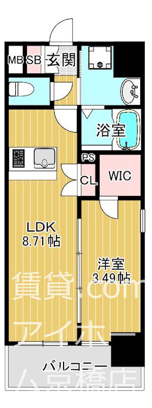 サムティ京橋CLEAR(1LDK/13階)の間取り写真