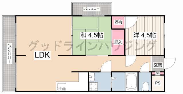 リープラス滝野社(2LDK/3階)の間取り写真