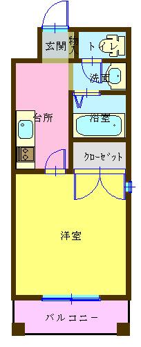 ヴィラキューブII(1K/3階)の間取り写真