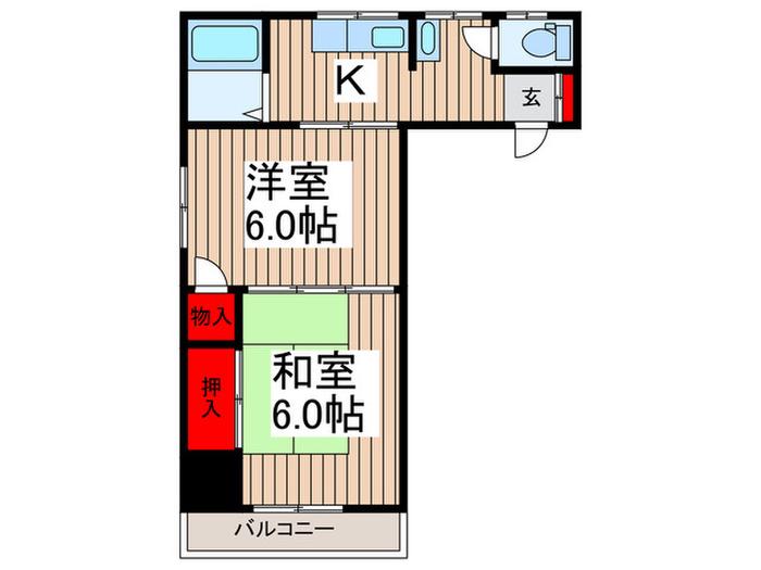 コーポ内山(2K/3階)の間取り写真