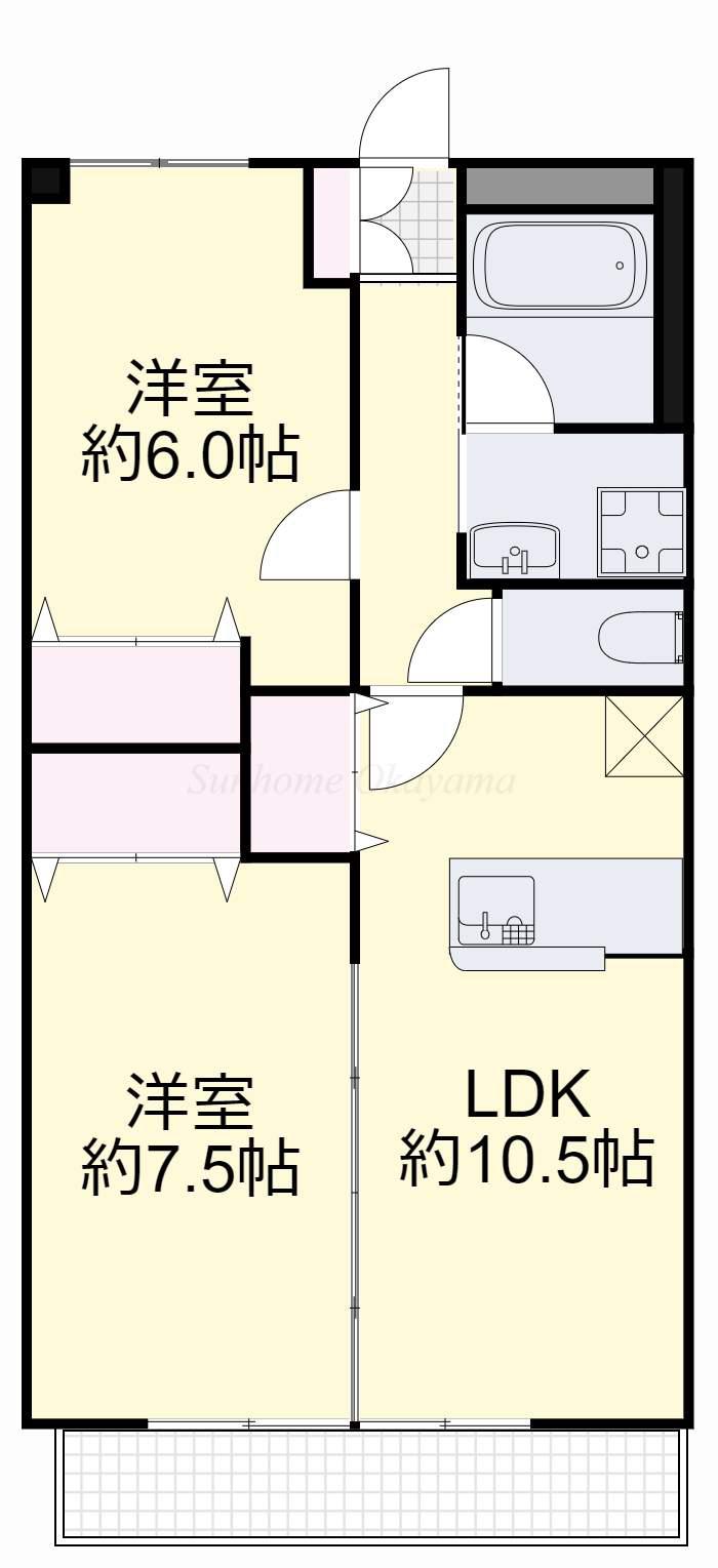 ベイシティー洲崎III(2LDK/2階)の間取り写真